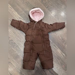 Baby Gap Snow Suit. Brown with pink fleece lining
